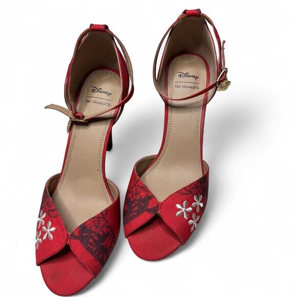 Disney x Her Universe Lilo & Stitch Tiki Red Peep Toe Heels Size 8 - Picture 4 of 12
